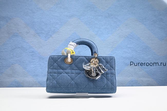 Dior Medium Lady D-Joy Bag Denim Blue 26cm - 1