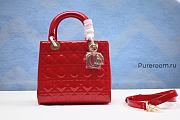 Dior Lady Dior Bag Cannage Lambskin Medium Red 24cm - 1
