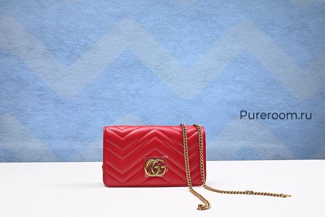 Gucci GG Marmont Matelasse Red Bag 18cm - 1