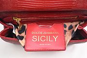 DOLCE & GABBANA Medium Iguana Print Calfskin Sicily Bag With Crystal Dg Logo Patch - Red - 3