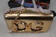 DG Nappa Leather Girls Shoulder Gold Bag 21cm - 6