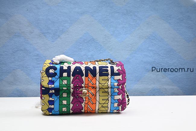 Chanel Rainbow Quilted Nylon Medium Logo Flap Gold Hardware 25cm - 1