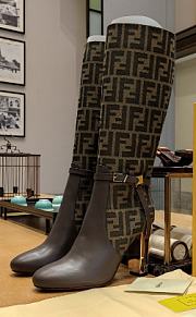 Fendi Brown Leather High-Heeled Boots - 6
