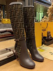 Fendi Brown Leather High-Heeled Boots - 5