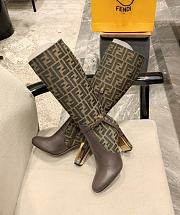 Fendi Brown Leather High-Heeled Boots - 4