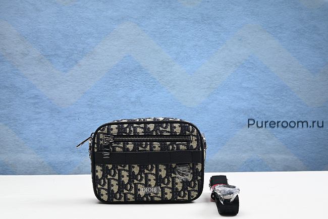 Dior Safari Messenger Bag Dior Oblique Jacquard Beige/Black 17cm - 1
