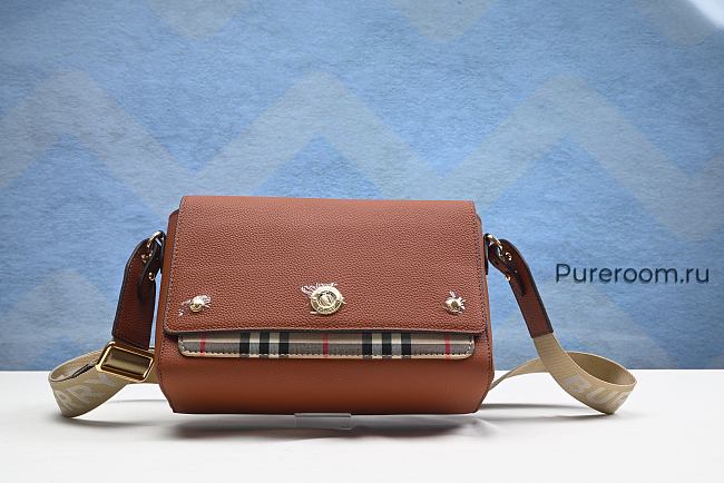 BURBERRY  Leather Vintage Check Note Cross-Body Bag 25cm - 1