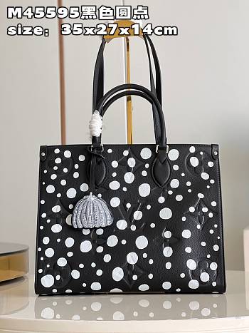 LV x YK onthego bag  black dot 35*27*14cm