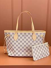 LV  Neverfull  White Grid With Pink 29*21*12cm - 1