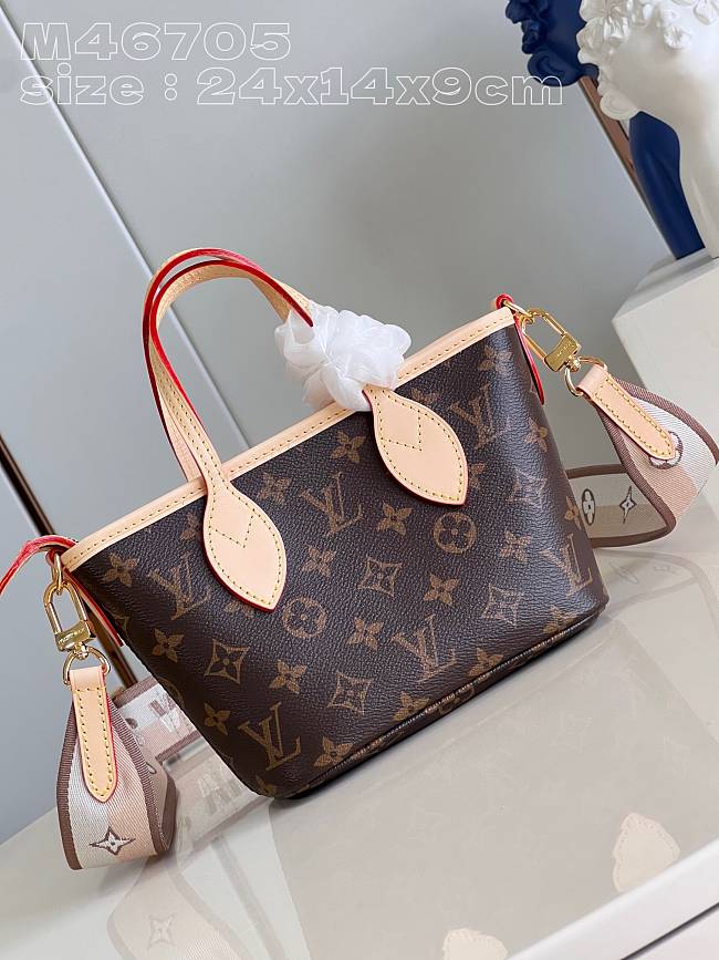 LV Neverfull BB bag Peony Pink Monogram 24*14*9cm - 1