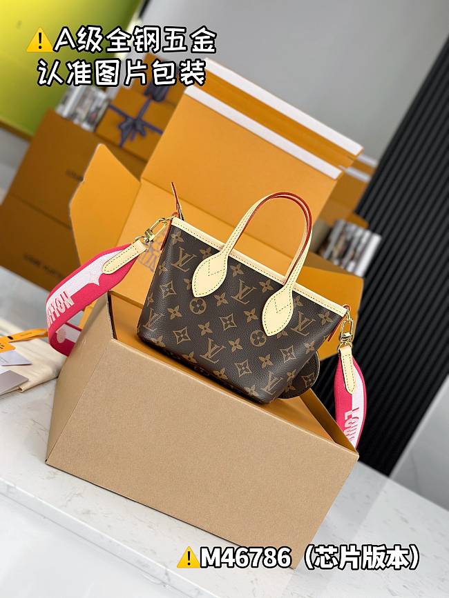 LV M46786 Neverfull BB Peony Pink Monogram 24*14*9cm - 1