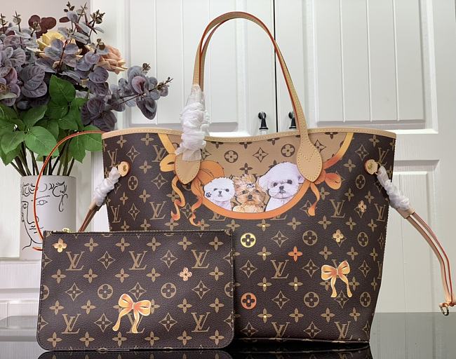 LV Neverfull bag puppy pattern 32*29*17cm - 1