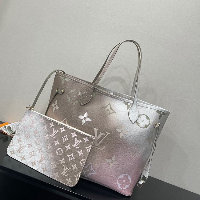 LV Neverfull tote bag silver white 31*28*14cm - 1