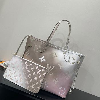 LV Neverfull tote bag silver white 31*28*14cm