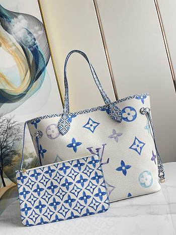 LV By The Pool Neverfull MM Blue  31*28*14cm