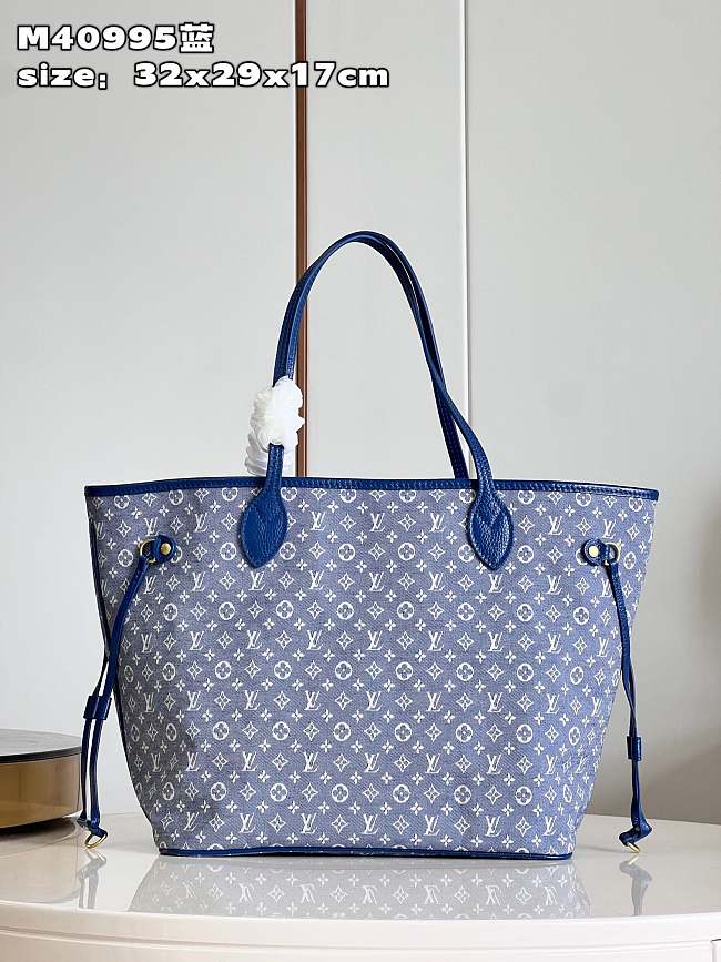 LV  Neverfull Denim Blue 32*29*17cm  - 1