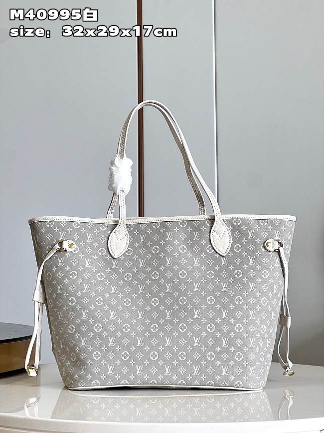 LV Neverfull Denim White 32*29*17cm - 1