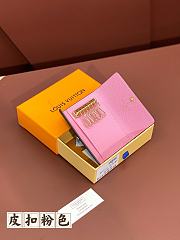 LV wallet Leather Leather buckle pink 10*7CM - 2