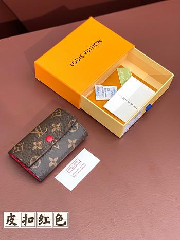 LV wallet  Leather buckle red  10*7CM