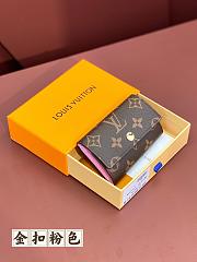 LV wallet gold  buckle rose red 10*7CM - 1