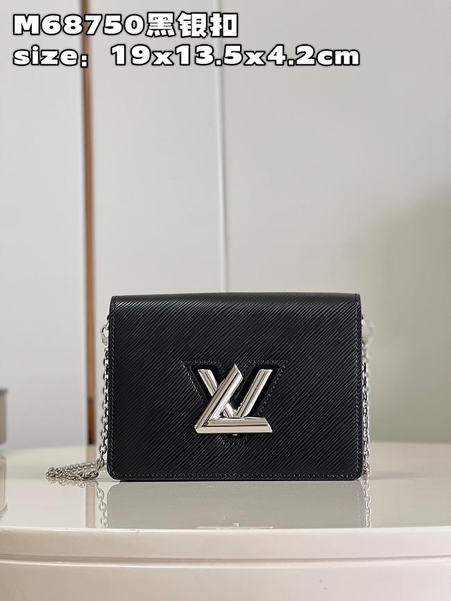 LV twist belt bag  M68750 black and silver buckle  19*13.5*4.2cm - 1