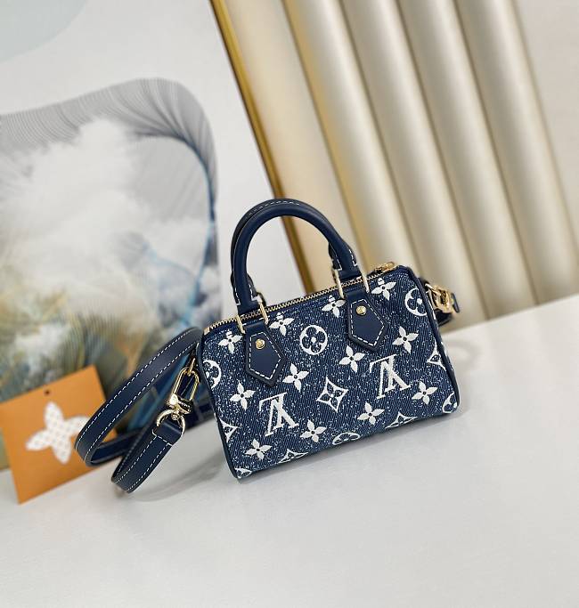 LV M81168 NANO Speedy Denim blue 16*10*7.5cm - 1