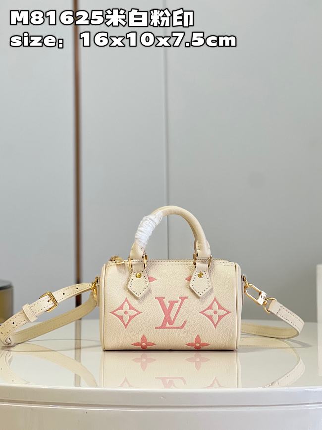 LV M81625 Nano Speedy bag  White& Pink  16*10*7.5cm - 1