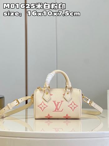 LV M81625 Nano Speedy bag  White& Pink  16*10*7.5cm