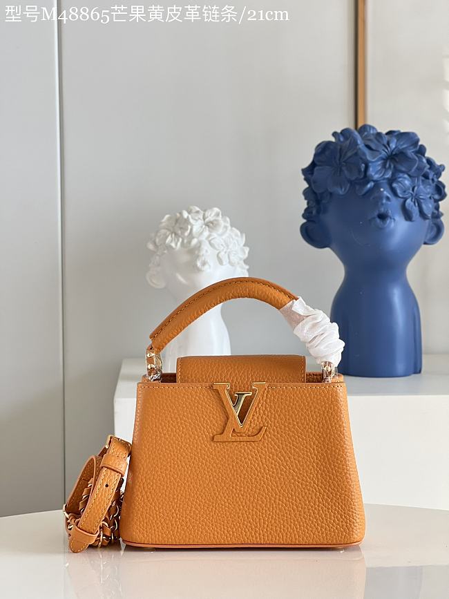 Louis Vuitton  M48864 Capucines  Orange  bag 21*14*8cm - 1