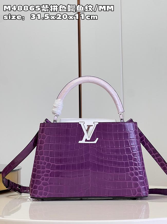 Louis Vuitton M48865 Capucines purple bag MM  31.5*20*11cm - 1