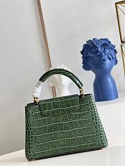 Louis Vuitton M48865 Capucines bag green vintage crocodile pattern 27*18*9cm - 2