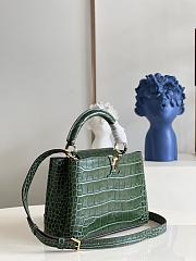 Louis Vuitton M48865 Capucines bag green vintage crocodile pattern 27*18*9cm - 3