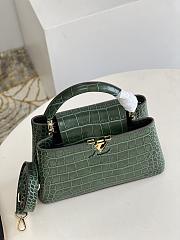 Louis Vuitton M48865 Capucines bag green vintage crocodile pattern 27*18*9cm - 5