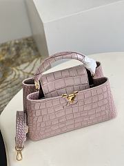 Louis Vuitton M48865 Capucines bag Retro light pink crocodile pattern27*18*9cm - 4