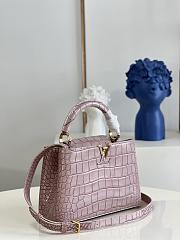 Louis Vuitton M48865 Capucines bag Retro light pink crocodile pattern27*18*9cm - 3