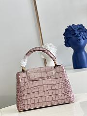 Louis Vuitton M48865 Capucines bag Retro light pink crocodile pattern27*18*9cm - 2