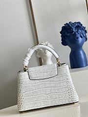 Louis Vuitton M48865 Capucines bag Retro white crocodile pattern 27*18*9cm - 3