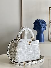 Louis Vuitton M48865 Capucines bag Retro white crocodile pattern 27*18*9cm - 5