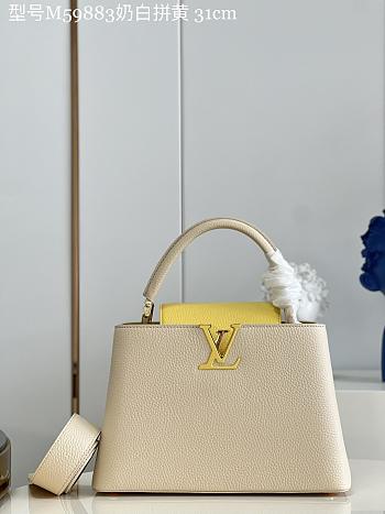 Louis Vuitton Capucines bag M59883  Milk white and yellow  31.5*20*11cm