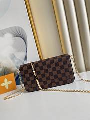 Louis Vuitton  POCHETTE FELICIE N63032 Black and brown plaid chain bag   21*11*2cm  - 6