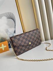 Louis Vuitton  POCHETTE FELICIE N63032 Black and brown plaid chain bag   21*11*2cm  - 4