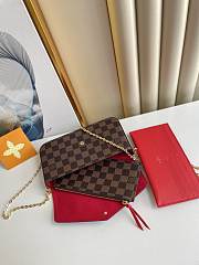 Louis Vuitton  POCHETTE FELICIE N63032 Black and brown plaid chain bag   21*11*2cm  - 3