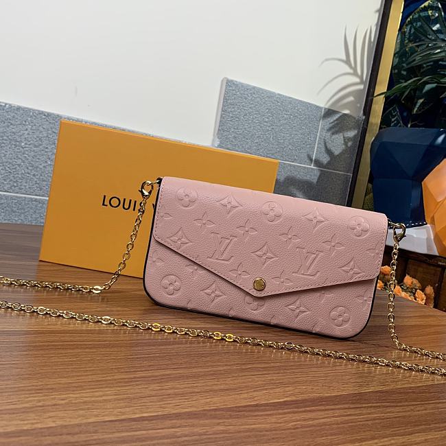 Louis Vuitton M80498   FÉLICIE Pochette  pink embossed chain bag  21*12* 3 cm - 1