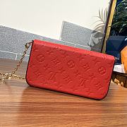 Louis Vuitton M80498 FÉLICIE Pochette red embossed chain bag 21*12* 3cm  - 4