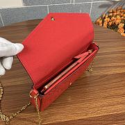 Louis Vuitton M80498 FÉLICIE Pochette red embossed chain bag 21*12* 3cm  - 3