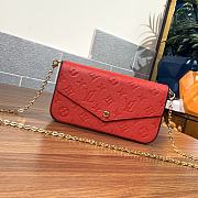 Louis Vuitton M80498 FÉLICIE Pochette red embossed chain bag 21*12* 3cm  - 1