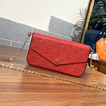 Louis Vuitton M80498 FÉLICIE Pochette red embossed chain bag 21*12* 3cm 