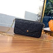 Louis Vuitton M80498 FÉLICIE Pochette pure black embossed chain bag 21*12* 3 cm - 1