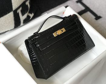 Hermes Kelly Pochette black bag 22cm 