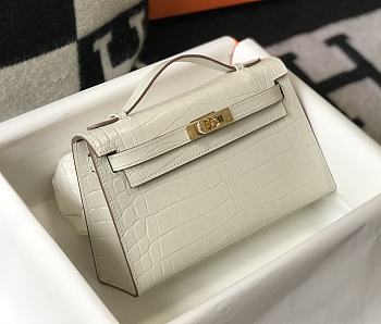 Hermes Kelly Pochette white bag  22cm 